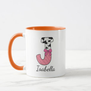 Tasse personnalisée avec nom et initiale Vache r