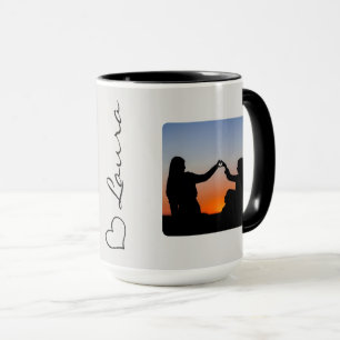 Tasse personnalisée avec photo et nom en écriture