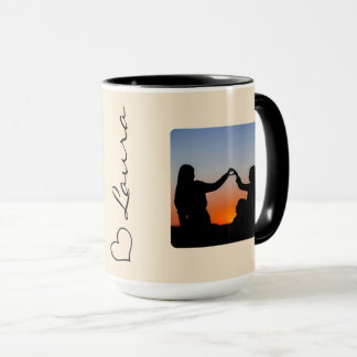 Tasse personnalisée avec photo et nom en écriture
