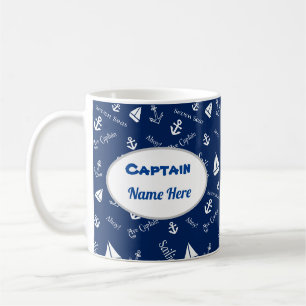 Tasse personnalisée Capitaine avec icônes de voile