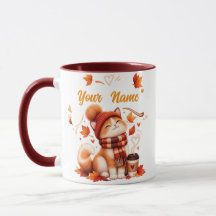Tasse personnalisée de chat d'automne | Nom person