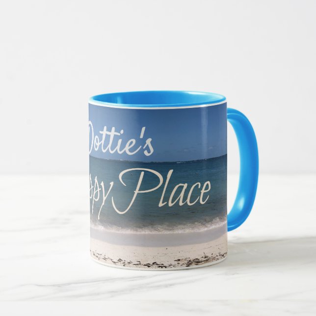 Tasse personnalisée de "mon endroit heureux" (Devant droit)