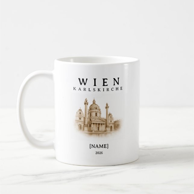 Tasse personnalisée Église Charles de Vienne | Nom (Gauche)