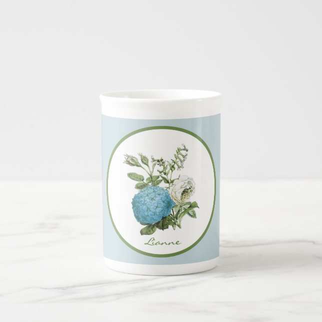 Tasse personnalisée florale bleue de porcelaine (Devant)
