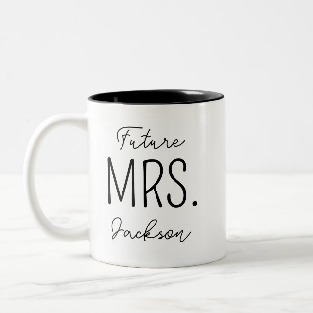 Tasse personnalisée Future Mrs pour fiancé Tasse à (Gauche)