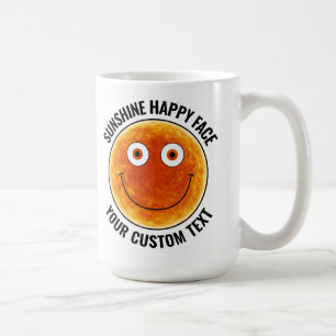 Tasse personnalisée grande avec visage heureux Sun