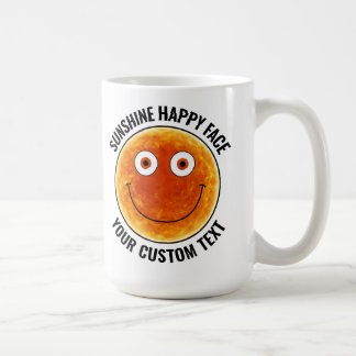 Tasse personnalisée grande avec visage heureux Sun