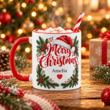 Tasse personnalisée Joyeux Noël Chapeau de Père No
