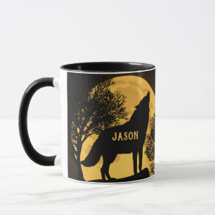 Tasse personnalisée Loup Hurlant et Lune