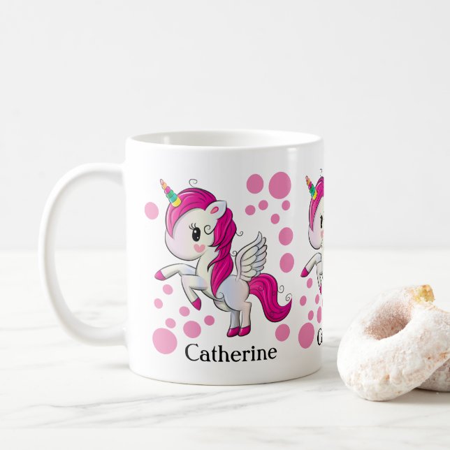 Tasse personnalisée mignonne de licorne (Avec donut)