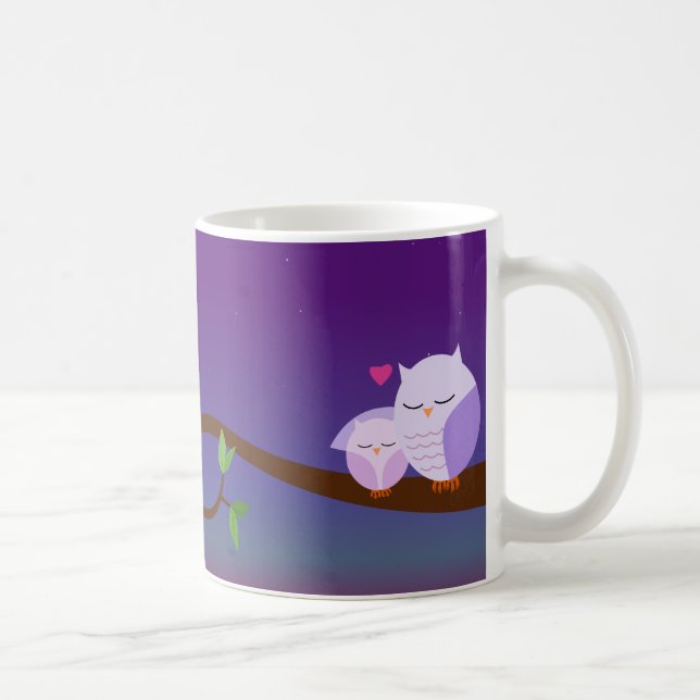 Tasse personnalisée par hiboux somnolents (Droite)