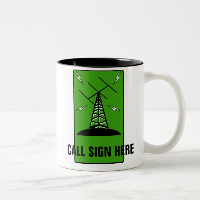 Tasse personnalisée par radio amateur d'indicatif (Droit)