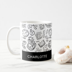 Tasse personnalisée pour enseignant en noir et bla