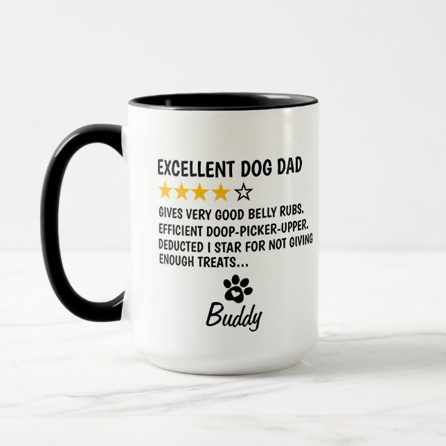 Tasse personnalisée pour papa de chien, excellent  (Gauche)