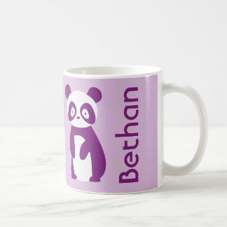 Tasse personnalisée pourpre de panda (tout nom)