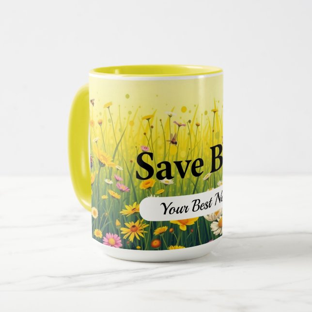 Tasse personnalisée Save Bees Dot (Devant gauche)