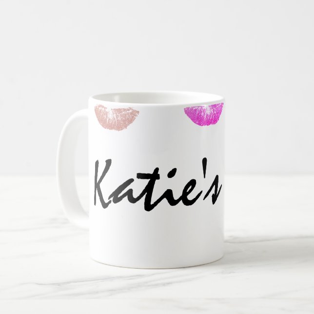 Tasse personnalisée souillée par rouge à lèvres (Devant gauche)
