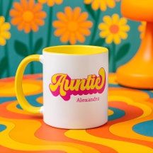 Tasse personnalisée Tante Rétro Colorée