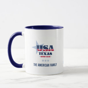 Tasse personnalisée Texas USA 1845 Blue Star