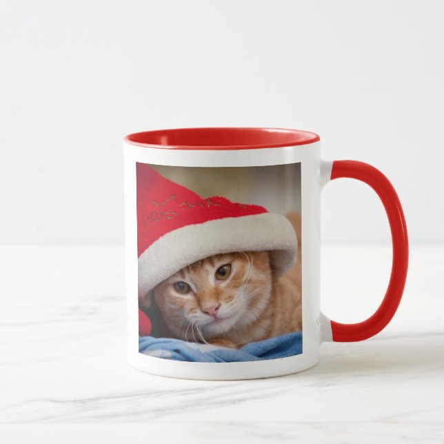 Tasse Petit chaton dans le casquette rouge de Noël (Droite)