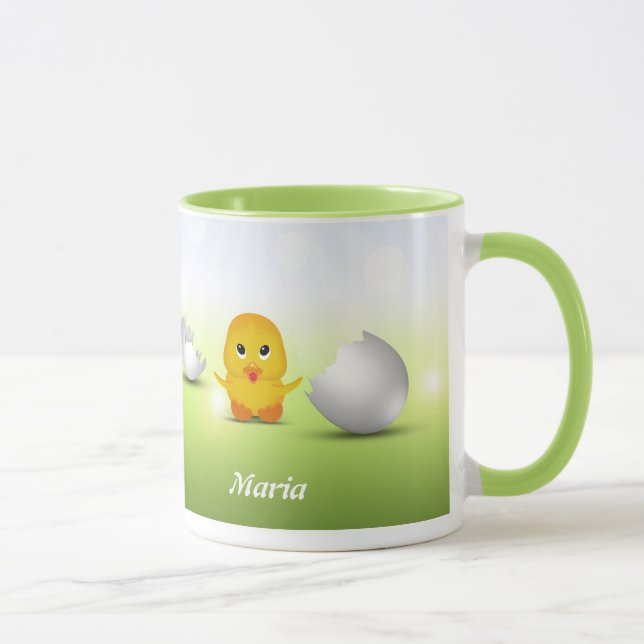 Tasse Petit poussin mignon de bébé votre nom (Droite)
