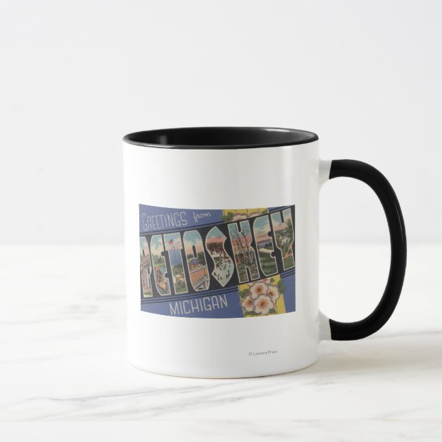Tasse Petoskey, Michigan - Scènes de grandes lettres (Droite)