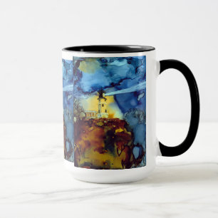 Tasse Phare fendu de roche la nuit