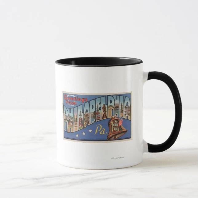 Tasse Philadelphie, Pennsylvanie - Grande Lettre (Droite)
