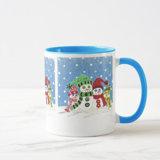 Tasse Photo de la famille Snowmen (Droite)