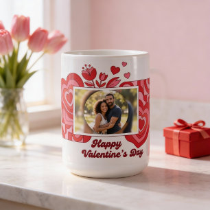 Tasse photo florale rouge rose cadeau de Saint-Val