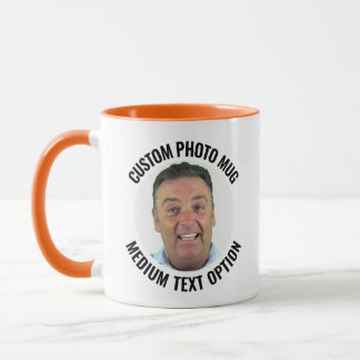 Tasse photo personnalisée Combo Orange Texte Moyen