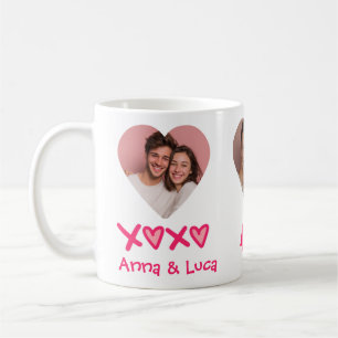 Tasse photo personnalisée Saint-Valentin XOXO Nom