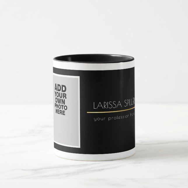 Tasse photo professionnelle noire moderne (Centre)
