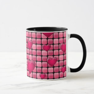 Tasse Pile rose avec des coeurs