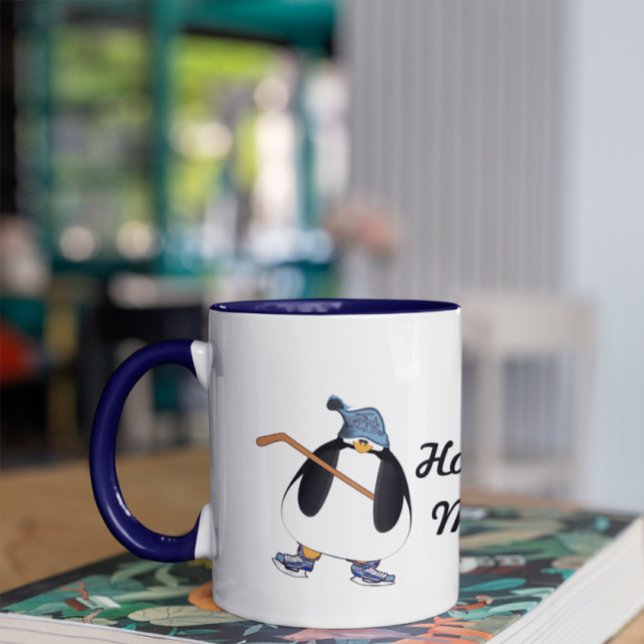 Tasse Pingouin de maman de hockey avec bâton de hockey (Créateur téléchargé)