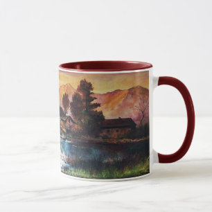 TASSE PINK MOUNTAINS LAC ALPINE SUNSET PAYSAGE