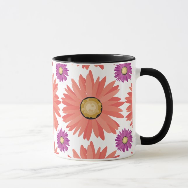 Tasse Pink Purple Gerber Daisy Fleurs Floral Motif (Droite)