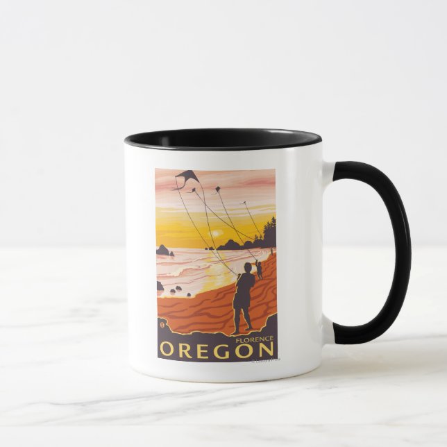 Tasse Plage & Kites - Florence, Oregon (Droite)