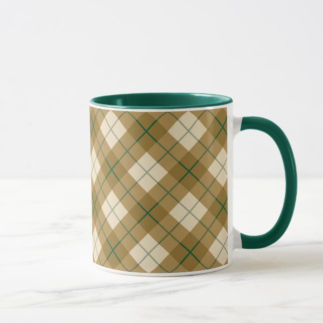 Tasse Plaid polarisé en or avec la rayure verte (Droite)