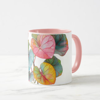 tasse plante couleur rose feuille