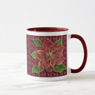 Tasse Poinsettia bordée or Drinkware