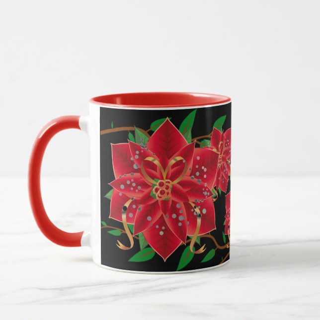 Tasse Poinsettias roux de Noël (Gauche)