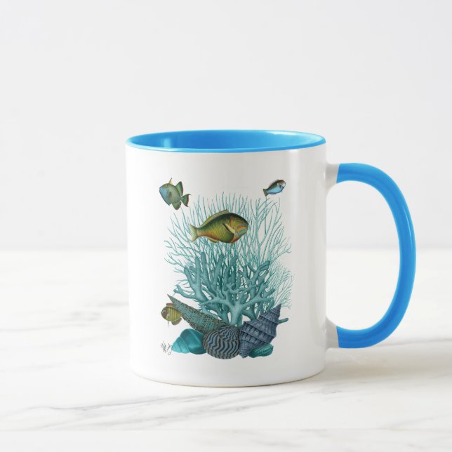 Tasse Poissons Bleus Coques et Coraux (Droite)