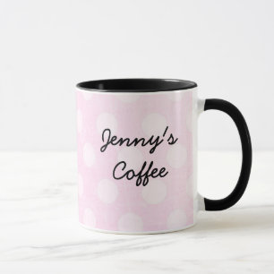 Tasse Polka blanche rose personnalisée Boug de café poin