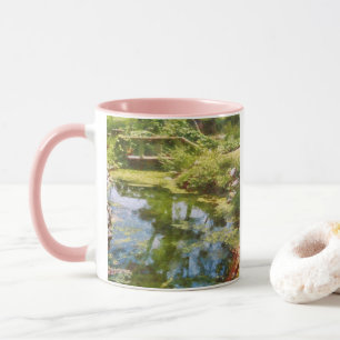Tasse Pont Rustique En Bois Au-Dessus D'Un Impressionnis