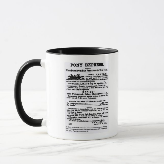 Tasse Pony Express, neuf jours (Gauche)