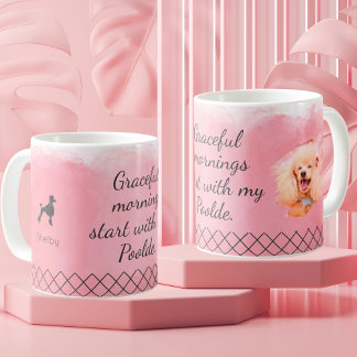Tasse Poodle Rose Pâle – Nom & Photo Personnalisés
