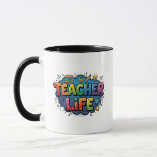 Tasse Pop Art de la Vie d'Enseignant Personnalisée