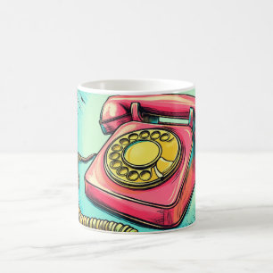 Tasse Pop Art Téléphone Rétro Rotatif Te