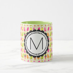 Tasse Popsicles et crème glacée Monogramme personnalisé